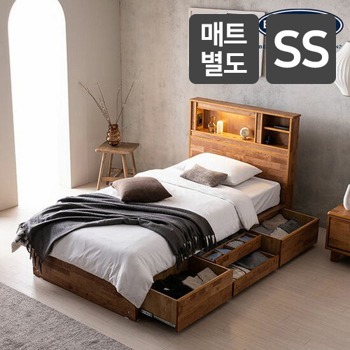 잉글랜더 브리즈번 4단 원목 수납 LED침대 SS