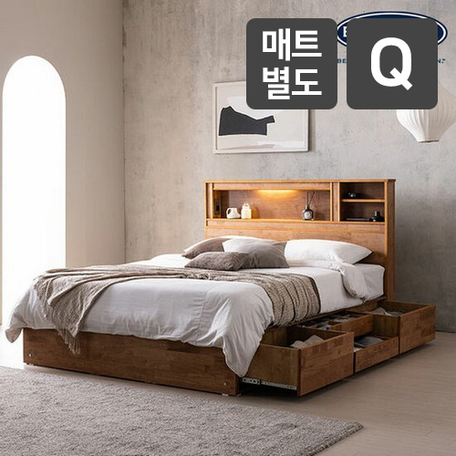 잉글랜더 브리즈번 4단 원목 수납 LED침대 Q