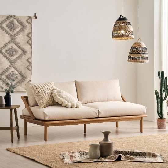 더메이드 한샘몰 포네르 원목 패브릭 소파 3인용