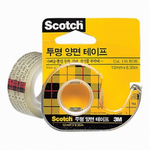 3M 스카치 투명 양면테이프 136 12mm x 6.35m