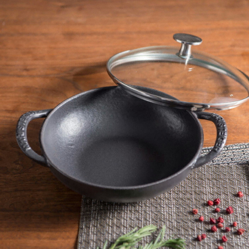 마리슈타이거  무쇠주물 베이비웍+유리뚜껑