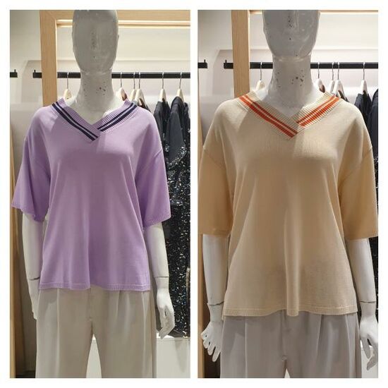 비지트인뉴욕VY5SK30브이넥루즈핏니트티