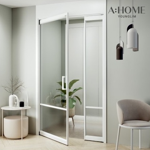 영림임업  투웨이 스윙 비대칭 투명유리 디바이딩형 중문