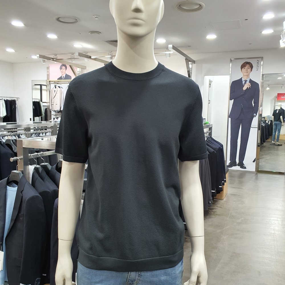 지오지아 남성 통기성 좋은 여름 반팔 라운드 니트_ABC2ER1103 YE