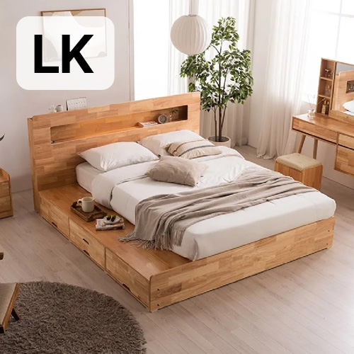 삼익가구 포텐 4단 수납 원목 LED침대 LK