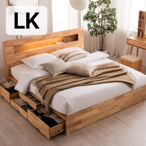 삼익가구 포텐 4단 수납 원목 LED침대 LK