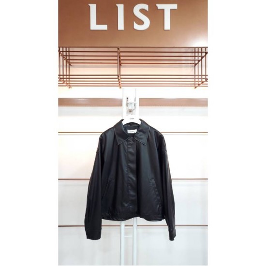 리스트 여성 히든 버튼 스트링 레더 점퍼 TWWJPM50010