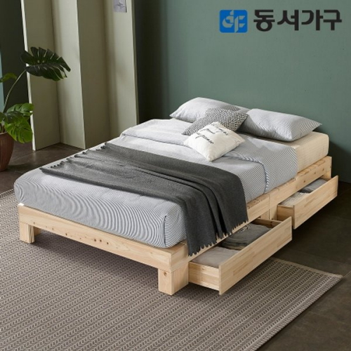 동서가구 힐링 히노끼 편백나무 평상형 서랍 침대 SS