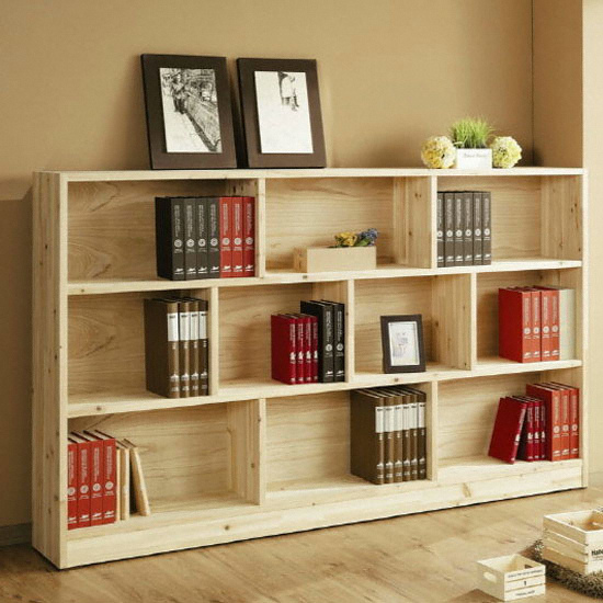 하우디가구 키작은 3단 원목와이드 10칸 책장 1750