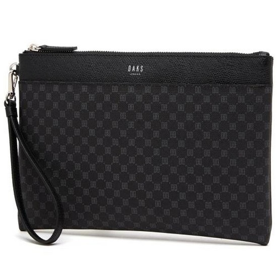 닥스 악세서리 남성 LOUIS BRIDGE블랙 가죽 DD로고 패턴 미디움 클러치백 DBBA2F467BK