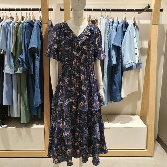 비지트인뉴욕VY5OP3F브이넥프린트롱원피스