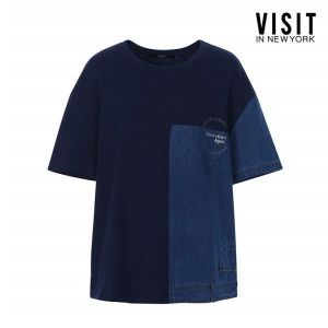 비지트인뉴욕 데님패치 루즈핏 라운드 티셔츠 VY5ST3A