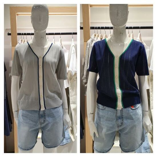 비지트인뉴욕 VY5GD53 브이넥 배색가디건