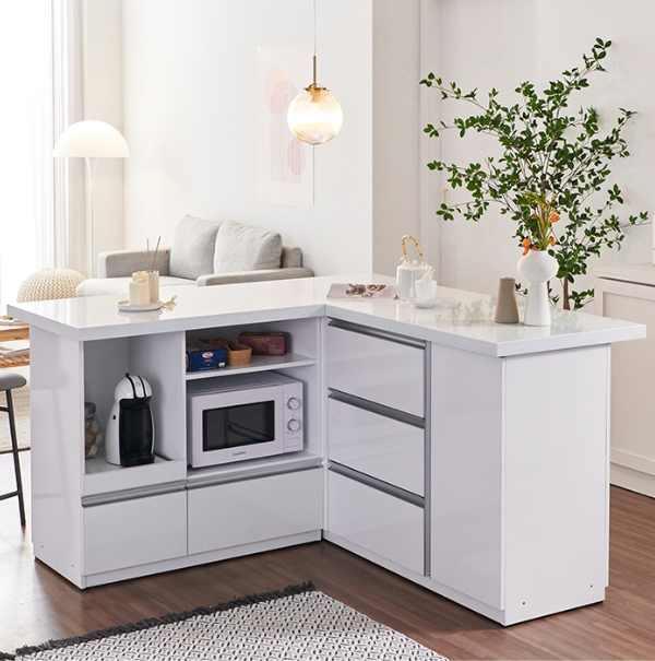 나무뜰 베이크 인조대리석 코너형 홈바 아일랜드 식탁 3000C