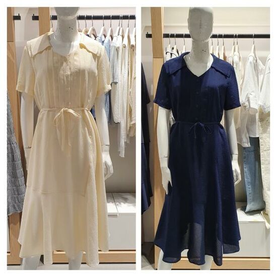 비지트인뉴욕 이중카라 핀턱 원피스 VY5OP3E