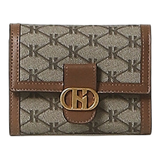 헤지스 여성 로고패턴 가죽 반지갑_HIWA2F879W1