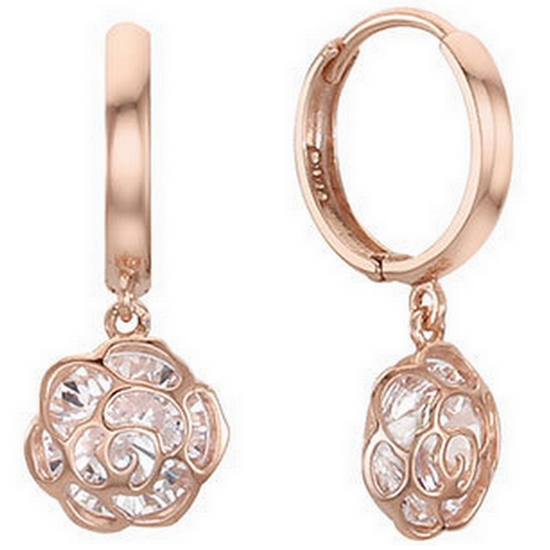 티르리르  큐빅로즈 드롭 원터치 귀걸이_TEPK4P00011M