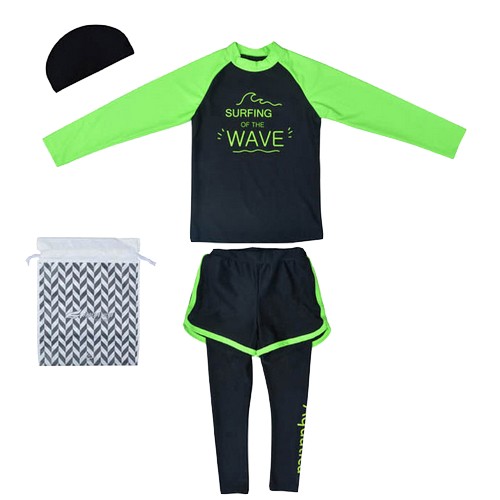 아쿠아티카  AQA318 아동 래쉬가드 수모 폴리백 4종세트