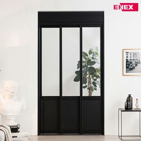 에넥스  ENNEE 클리어 인쇄망입유리 슬림도어 고시형 중문
