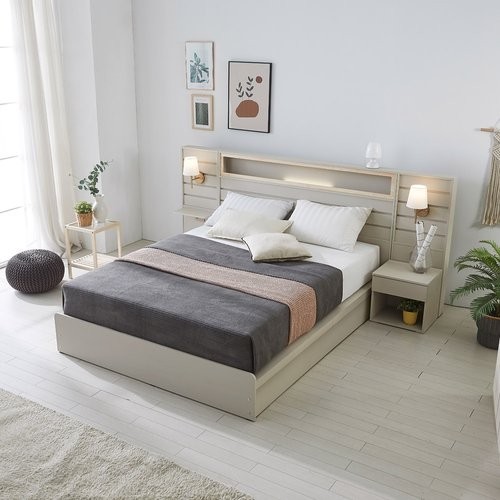 베디스 호텔식 피렌체 편백 평상형 LED침대 SS+패널2개