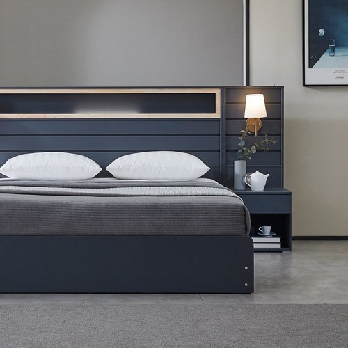 베디스 호텔식 피렌체 편백 평상형 LED침대 SS+협탁패널