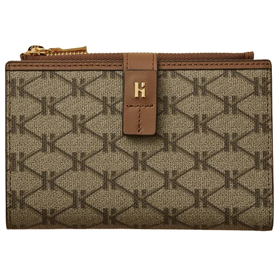 헤지스 여성 로고패턴 가죽 중지갑_HIWA2F884W2