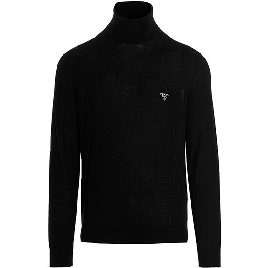 프라다 명품 UMR502 1ZLE F0002 자수패치 울 터틀넥 스웨터 블랙