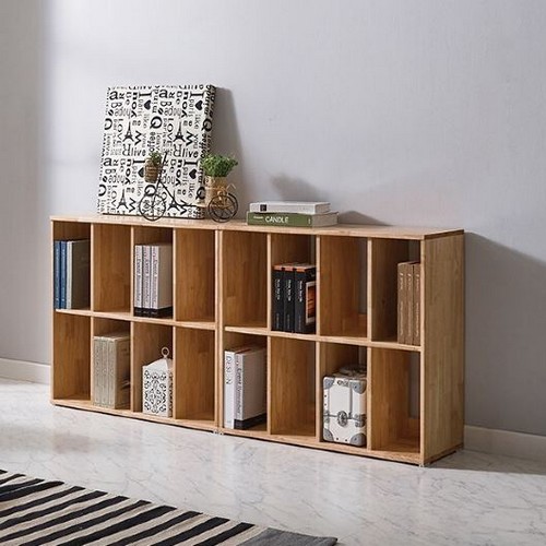 퍼스웰 알피노 고무나무 원목 2단 책장세트 1600