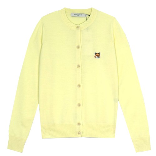 메종키츠네 폭스헤드 메리노울 가디건 라이트옐로_IW00506KT1036 P720