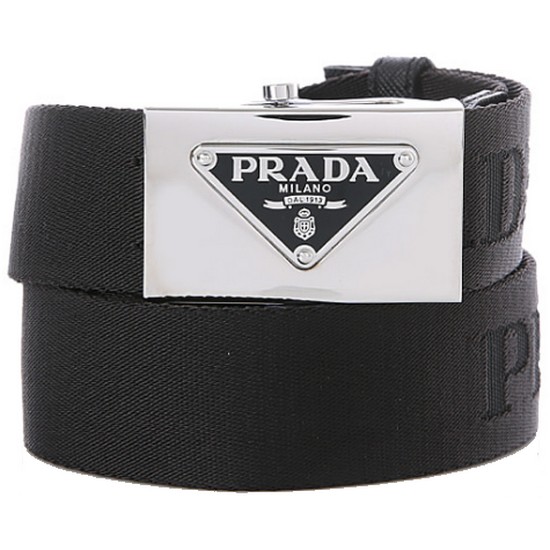 프라다 2CN085 2DKF F0002 삼각로고 패브릭 레더 벨트