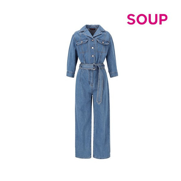 숲(SOUP) 여성 워싱 데님 점프슈트_OY4OVC1