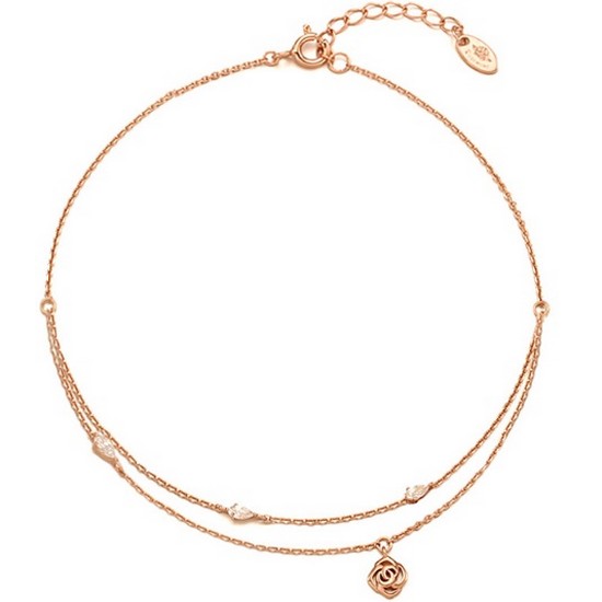 로즈몽  재입고 ONLY네이버 SILVER 장미 두줄 발찌 RC0278