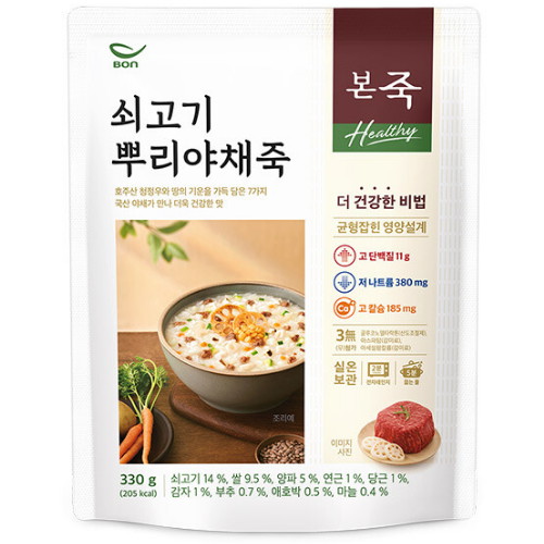 동방푸드마스타 본죽 Healthy 쇠고기뿌리야채죽 330g[1개]