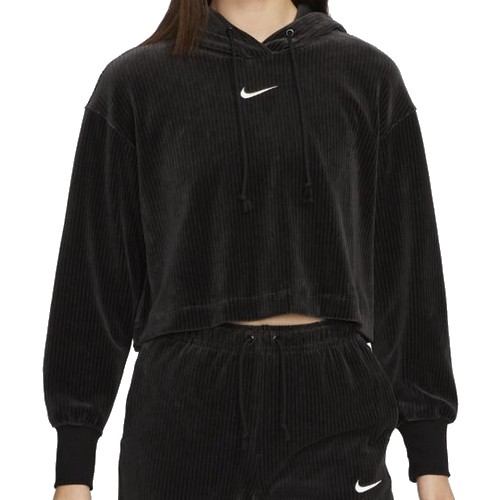 나이키 여성 벨루어 크롭 풀오버 후디 (DQ5928-010)