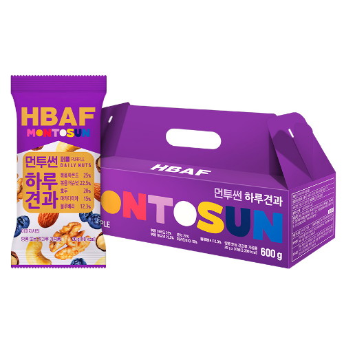 (주)바프 HBAF 먼투썬 하루견과 퍼플 선물세트 20g 30개입