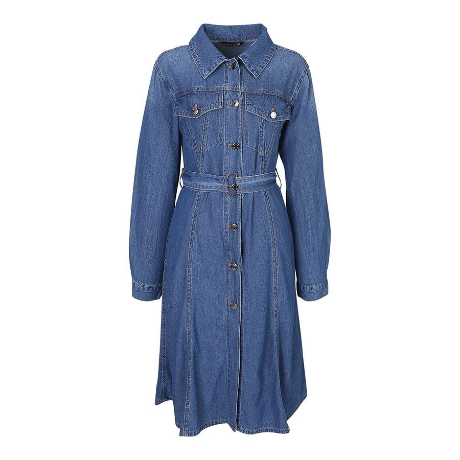 SI 카라 버튼 플레어 데님원피스 SFOKI2508 SFO2508