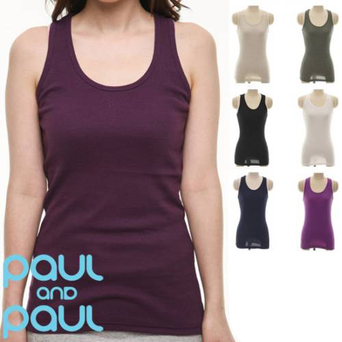 폴앤폴 여성 U넥 롱 망고 나시 티셔츠_ACNY 8005