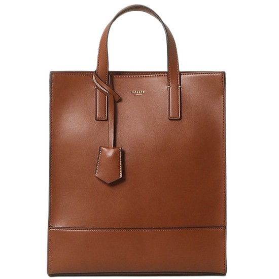 헤지스 브라운 로고배색 가죽 토트백_HJBA2F886