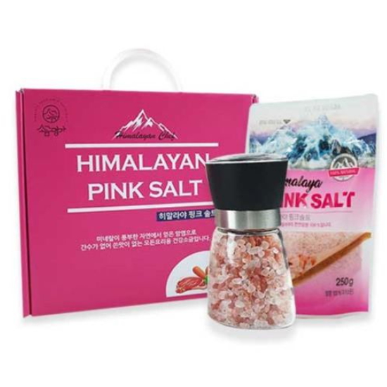 소금명가 히말라야 핑크소금 2P 그라인더 파우치 세트 430g