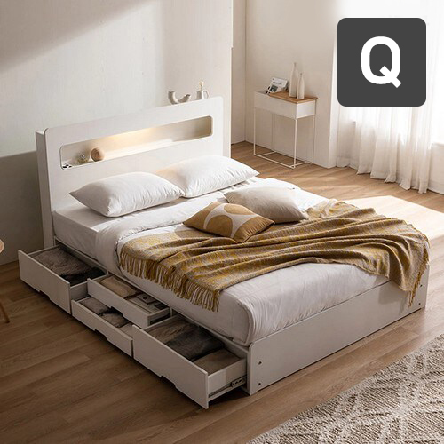 삼익가구 레이즈 4단 수납 LED침대 Q