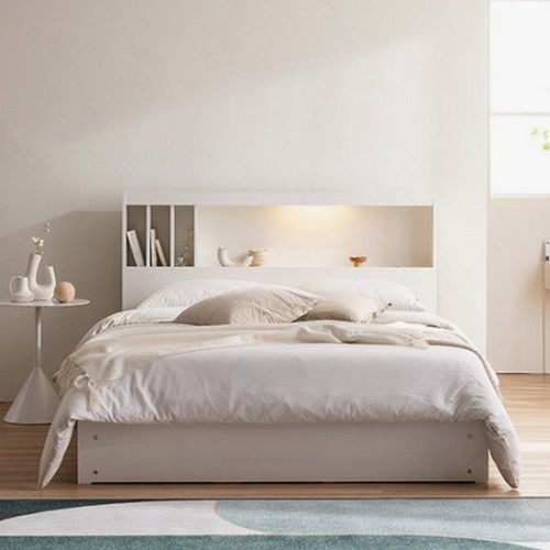 삼익가구 클로드 책장형 4단 수납 LED침대 Q