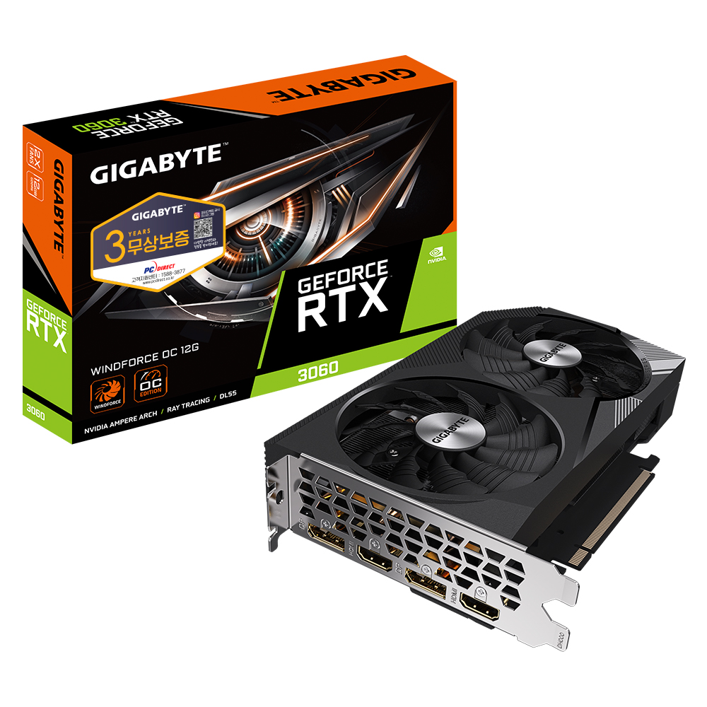 GIGABYTE  지포스 RTX 3060 WINDFORCE OC D6 12GB 피씨디렉트