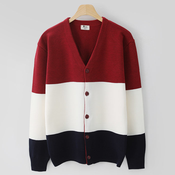 MNC 캐시 블록 가디건 MDCD716DE 와인 XL