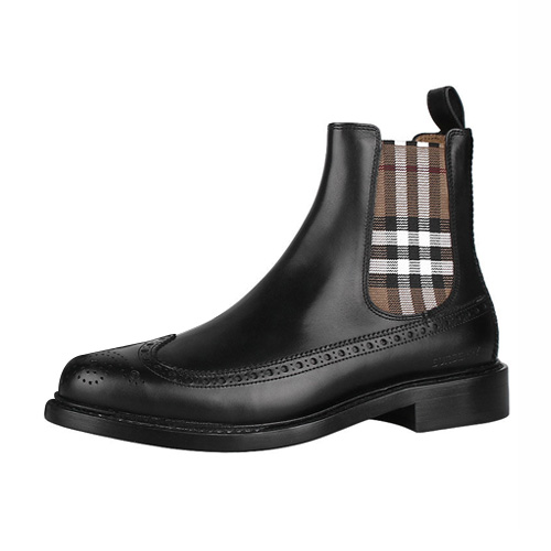 버버리 빈티지 체크 디테일 레더 첼시부츠_8052760