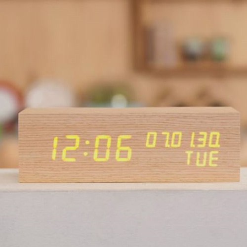무아스  LED 나무 알람시계 직사각형 상품이미지