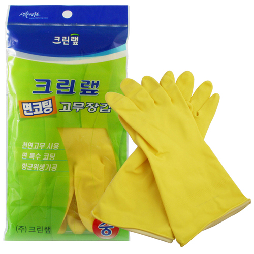 크린랲  면코팅 고무장갑 (중)