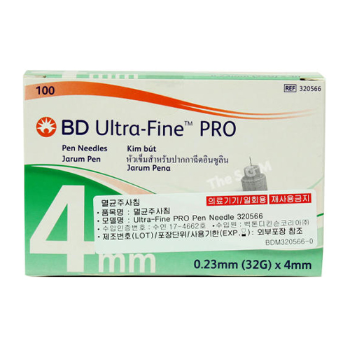 벡톤디킨슨 BD 인슐린 주사바늘 Ultra Fine 펜니들 이지플로우 32G 4mm