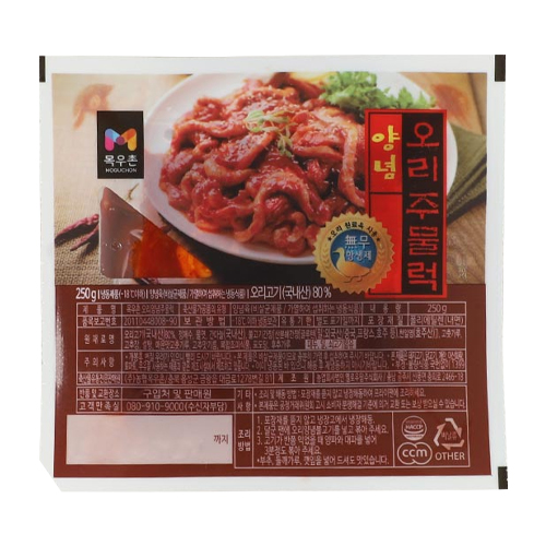 목우촌  무항생제 양념 오리주물럭 250g