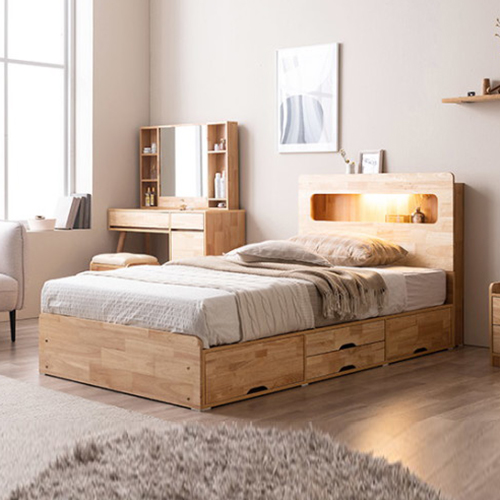 삼익가구 마레 4단 수납 원목 LED침대 SS