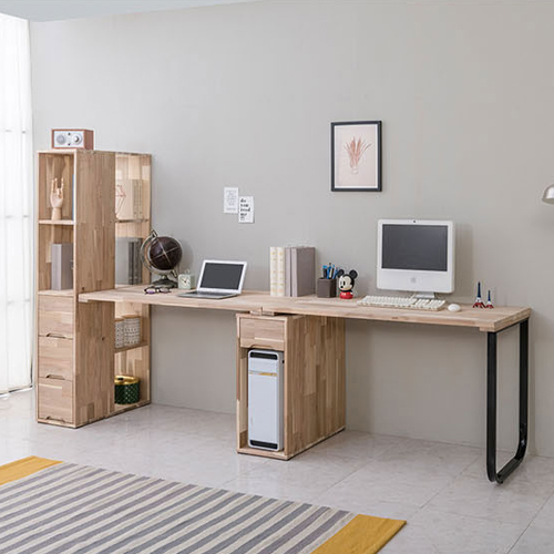 리버퍼니쳐 마쵸 아카시아원목 2인용 본체수납장책장 책상